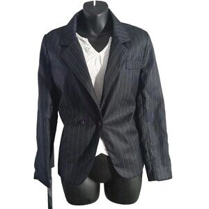 Just Youth Women's Light Office Business Blazer Jacket Black & White Striped SZM